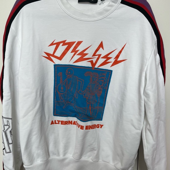 Diesel Vintage Alternative Energy White Pullover Sweatshirt Size Small